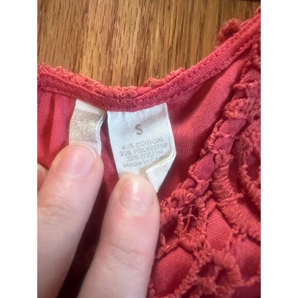 Japna Coral Colored Slightly Cropped Lace Tank, Women's Small - Picture 4 of 5